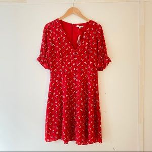 MADEWELL Silk Ruffle-Sleeve Button-Front Dress
